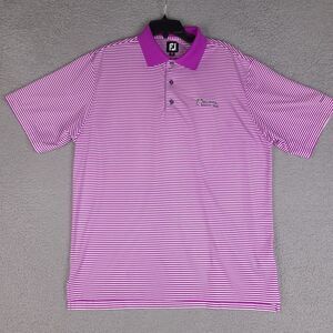 FootJoy Polo Shirt Men's Large‎ Purple White Golf Striped Delaire Country Club